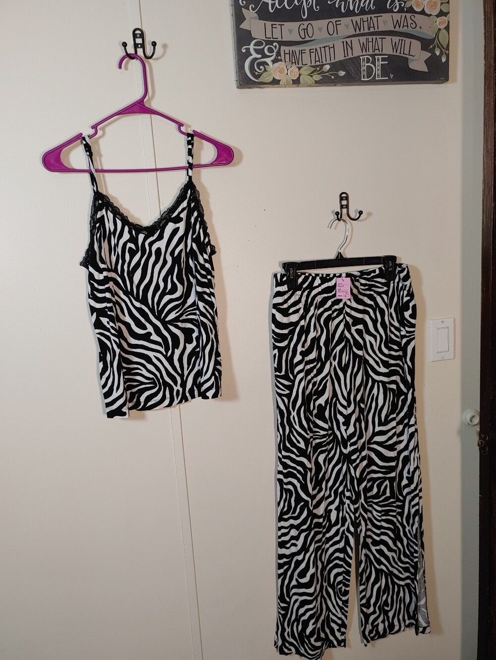 Joyspun LG 12-14 Zebra Print Super Cute Pajama Set